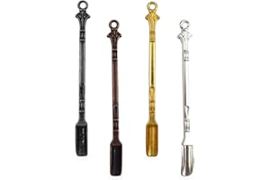THATYRO 4Colors Snuff Spoon, Mini Scoop Shovel Medicine Spoon with Pendants Necklace Loop, Metal Snuff Powder Shovel for Vials (4 Colors)
