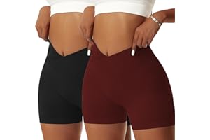 Vertvie Damen 2/3/5 Pack Gym Shorts V Cross Scrunch Butt Push Up Yoga Shorts Stretch Fitness Hosen High Waist Nahtlos Kurz Leggings Butt Lift Workout Booty Sportshorts