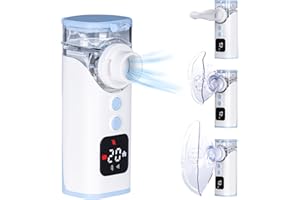 HITHINKMED Aerosol Portatile Silenzioso, Macchina Aerosol Ultrasuoni Adulti e Bambini, Ricaricabile E USB-C con Display Digitale e Funzione di Pulizia Automatica Inalatore (Blu)