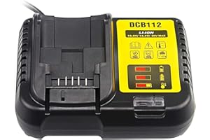 QUPERR- DCB112 Caricabatterie agli ioni di litio 12V e 18V compatibile con Dewalt DCB101 DCB105 DCB115 DCB120 DCB127 DCB206 DCB205 DCB201 (3A)