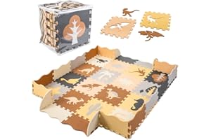 KOKOBOX Puzzlematte Baby 36PZ(30*30cm) Spielmatte Baby Krabbelmatte Baby Eva Schaumstoff Puzzlematte Kinderspielteppich Kinderteppich Schutzmatte Schaumstoffmatte Spielteppich Baby Kinder Dinosaurier