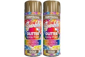 Classic Signature - 2 x Glitter Gold Spray Paint 200ml Dazzling Effect to Your Hobby Craft & Art Work
