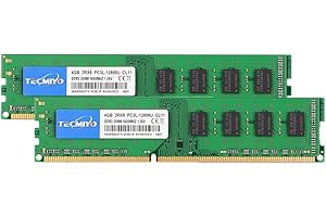 TECMIYO 8GB Kit (2 x 4GB) DDR3L/DDR3 1600MHz PC3L-12800/PC3-12800 Sin ECC Sin búfer 1.35V/1.5V CL11 2Rx8 Dual Rank 240 Pin UDIMM Computadora de Escritorio Actualización del módulo de Memoria RAM
