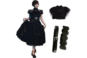 JEQHOZ Wednesday Addams Dress Wednesday Cosplay Costume Halloween Black Evening Dresses for Women