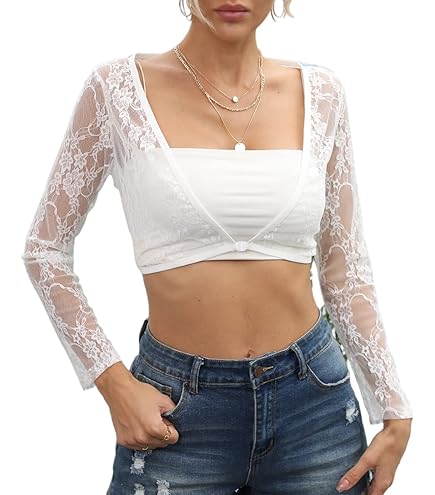 Cardigan Boléro En Dentelle Florale Pour Femme - Manches Courtes - Neuf Avec étiquettes