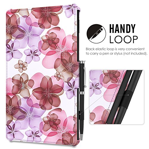 MoKo All-New Amazon Fire HD 8 2017 Hülle – Slim-Fit Multi-Winkel Kunstleder Tasche Smart Cover mit Auto Schlaf / Wach Funktion und Standfunktion für das neue Fire HD 8 2017 & Fire HD 8 2016 Modell, Blumen Violett - 9