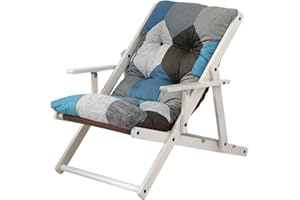 Totò Piccinni Poltrona Sedia Sdraio Harmony Relax in Legno Pieghevole 3 Posizioni (Patchwork Moon, Struttura Bianca)