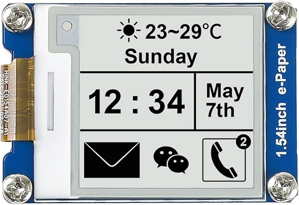 Waveshare 1.54 Inch E-Paper Display Panel Module V2 Kit 3.3v/5v 200x200 resolution E-ink Electronic Screen Partial refresh for Raspberry Pi/Jetson Nano/Arduino/STM32 with SPI Interface - 1