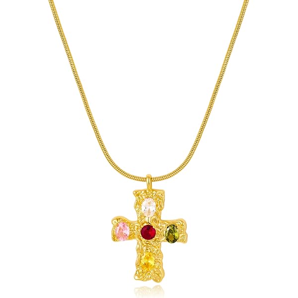 Orecchini Pendenti A Croce In Cristallo Colorato – Placcati Oro 14K, Stile Bohémien Per Donna - 3
