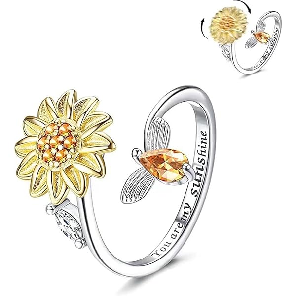 Anello Spinner Antistress Con Sale Himalaya - Gioiello Regolabile Con Diamante E Perle - Foto 4