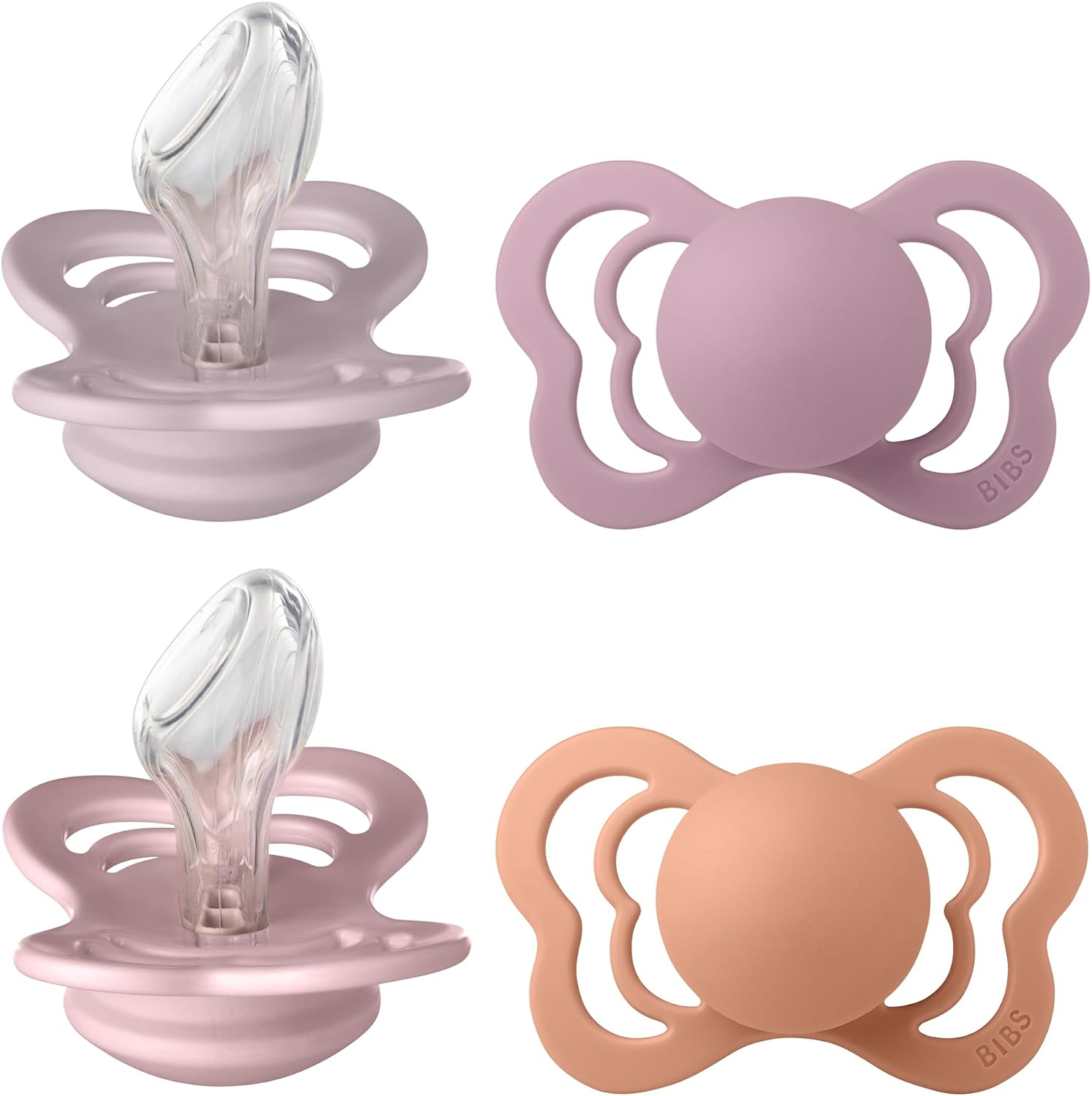 BIBS Couture Soother 4-Pack, BPA Free Dummy Pacifier, Orthodontic Nipple. Silicone, Size 2 (6-18 Months), Heather Mix
