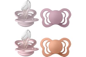 BIBS Couture Soother 4-Pack, BPA Free Dummy Pacifier, Orthodontic Nipple. Silicone, Size 2 (6-18 Months), Heather Mix