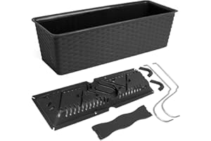 Deuba® Self Watering Balcony Plant Pot | 39x16x14.5cm | 12 Litre Self-Watering System | Rattan Effect | Window Box | Hanging Balcony Planter Ratolla Plant Box | Anthracite