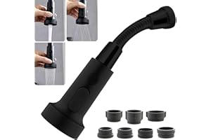 CHUAINXIN Schwarz Wasserhahn Aufsatz mit Schlauch, Schwenkbar Perlatoren für Wasserhähne, Küche Wasserhahn Verlängerung Brausekopf, Verlangerung Strahlregler, Wasserhahnverlängerung Schwenkbrause mit Adapter