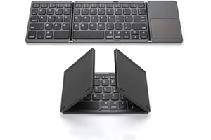 RKA Tech Foldable Bluetooth Keyboard, Pocket Size Portable Mini BT Wireless Keyboard with Touchpad for Android, Windows, PC, Tablet, with Rechargeable Li-ion Battery