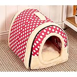 LA VIE Hochwertig Hundebett 2-in-1 Faltbare Haustier Haus & Sofa Tragbar Hundehütte Katzenbett Gemütlich Plüsch Hundehöhle Kennel für Hunde Katzen Welpen Kleine Haustiere Rosa S