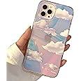 I-MGAE-IN-AR Cute Clear Crystal Designed for iPhone 13 Pro Case 6.1 inch 2021 Released,Shockproof Protective Phone Cases Slim Cover for White Cloud Aesthetic Glitter Design for Women,Girls