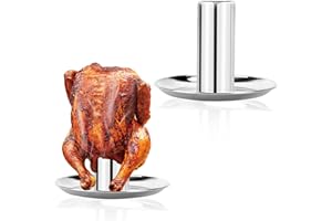GugnRyAc Beer Can Chicken Roaster Stand - Vertical Stainless Steel Roaster Holder with Drip Pan for Oven, Grill or Smoker, Upright Duck Roaster, BBQ Tool (1pcs)