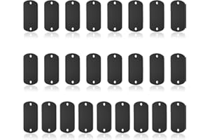 ‎PATIKIL PATIKIL 25 Stück Metall Stanzrohlinge, Rechteckige Stanzplatten Rohlinge Aluminiumplatte DIY Namensschilder 5x3cm Metallgravur Rohlinge 2 Löcher für Lasergravur, Schwarz