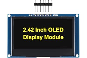 DWEII 2.4" 2.42 inch 128x64 OLED LCD Display Module SSD1309 7 Pin SPI/IIC I2C Serial Interface for Arduino UNO R3 DIY Electronic - Yellow Light