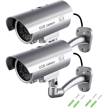 Telecamera Finta Con LED Lampeggiante - Simulatore Di Sorveglianza Per Esterni E Interni (15,5x7x22,2 Cm)