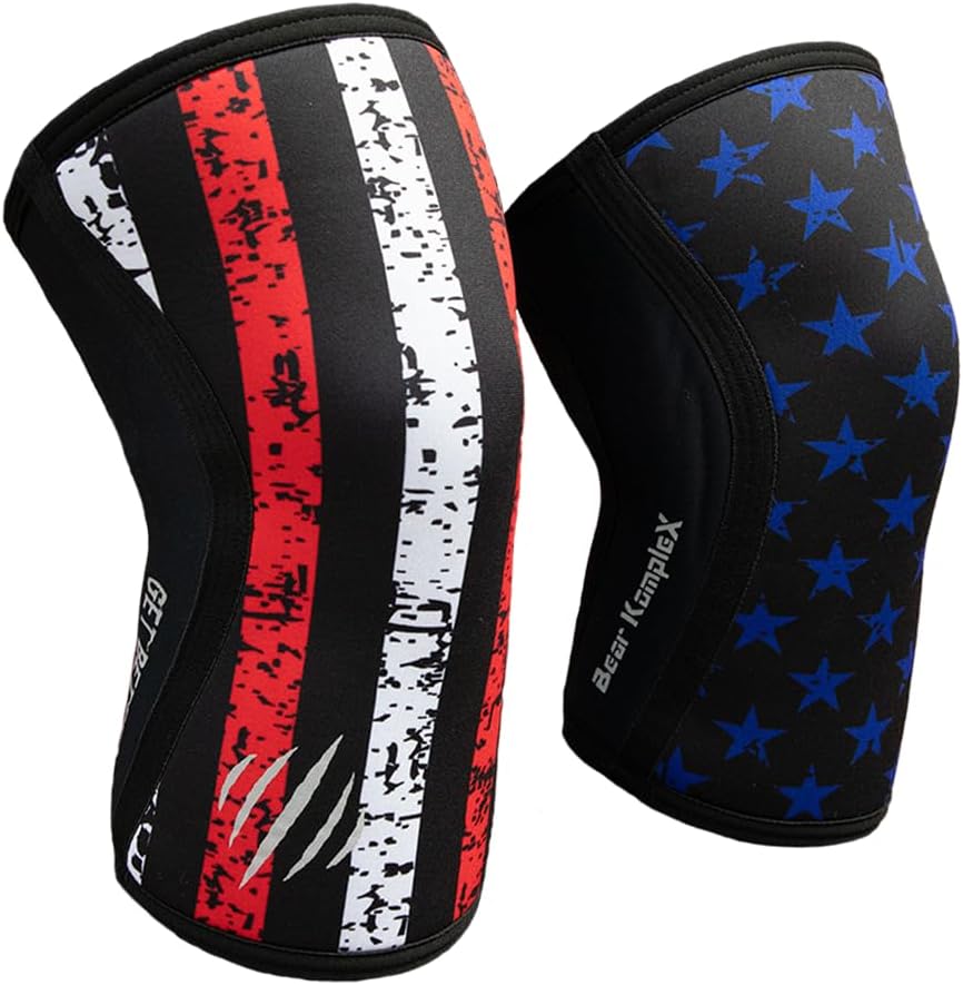 Bear KompleX Knee Sleeves (Sold AS A Pair of 2) for Cross Fitness, Weightlifting, Wrestling, Basketball, Squats, and More. Compression Sleeves Come in 5mm and 7mm Thickness and Multiple Colors