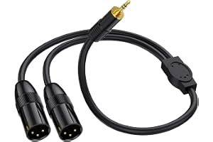LOKEKE XLR till 3,5 mm Y-splitter-adapterkabel, jack stereokontakt till dubbel XLR-kontakt ljudmikrofonkabel för mikrofon, ljudkort, videokamera med mera