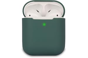 KOKOKA Custodia in Silicone Compatibile con AirPods 2 Custodia, Silicone Protettiva Case Cover per Airpods 2, LED Anteriore Visibile, Deep Green