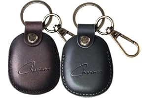 CHARINOR Hülle für Apple AirTag Anhänger, Airtags Schlüsselanhänger aus ECHTEM Leder, Versteckt Hülle für Air Tag[2er Pack-Kaffeebraun+Grün]