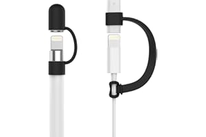 MoKo Funda para Apple Pencil 1ª Generación, Cable USB de Sujeción y Funda para Lápiz, Funda Protectora de Silicona Ligera para Apple Pencil Accesorios, Negro