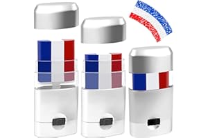 Lets Joy 3 Pièces Crayon de Maquillage France, 2024 Bâton de Peinture France, Peinture pour Le Visage, Stick Maquillage Bleu Blanc Rouge, Supporter France Accessoires de Fierté