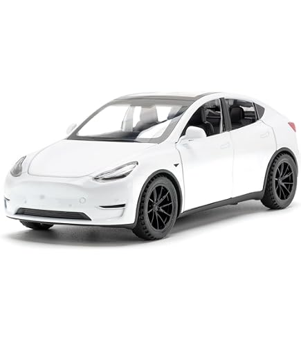 Voiture Miniature Matchbox Tesla Model Y 2023 – Échelle 1:100, Couleur Blanc, Carte Courte