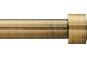 BOOM JOG Curtain Pole End Cap Finials 1 inch diameter Antique Brass Adjustable Curtain Rod 76 to 210 cm 3 piece curtain brackets. 30 to 84" Extendable curtain poles for Living room, Bedroom, Kitchen room.