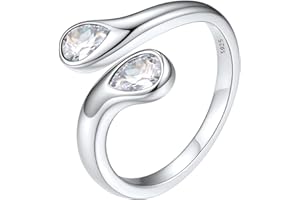 Silvora Adjustable Sterling Silver Open Ring for Women, Cubic Zirconia Birthstone Thumb Rings