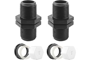 DNGH Conductor de depósito de agua de lluvia de 3/4 pulgadas con rosca exterior, 2 unidades de rosca para depósito de combustible con tapas de sellado de PVC, conector de barril para agua IBC