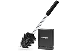 ‎FOWOOYEEN Fowooyeen Klobürste Silikon, Schwarze Toilettenbürste Wandmontage, Flach WC Bürste mit Herzformem Kopf, Elegante Stand WC Garnitur Set, Toilettenbürstenhalter ohne Bohren, Schwarz