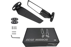 YWNYT Motorbike Side Mirrors, HD Rotatable Wing Mirrors, Flat Motorcycle Mirrors for Kawasaki Ninja 300/400/650/ZX6R/ZX10R, Aerodynamic Design, High Definition Viewing