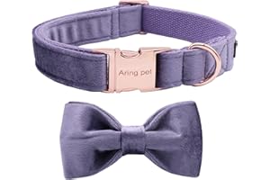 ARING PET Fliege Hundehalsband-Samt-Hundehalsbänder mit Abnehmbarer Fliege, verstellbares weiches Samt-Schleifenhalsband Geschenk für Mädchen und Jungen, bequemes Hundehalsband