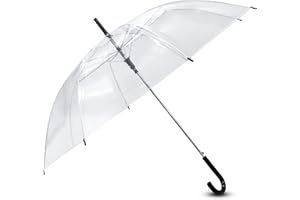 Spetebo XL Regenschirm transparent mit Druckknopf - 100 cm - Eleganter Stockschirm groß mit Easy Open Knopfdruck - 2 Personen Unisex Glockenschirm Durchsichtiger Schirm stilvoll modern