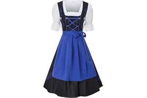 JASAMBAC Robe Dirndl 3 pièces pour Femme Oktoberfest Dirndl Robe Traditionnelle Dirndl Carnaval Fête de la bière Costume de fête