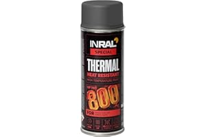 INRAL Lakier odporny na wysokie temperatury szary – lakier do rury wydechowej szary matowy do powierzchni metalowych – trwały, odporny na wysokie temperatury farba – 400 ml, szybkoschnący lakier do