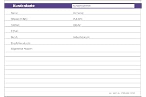 BEWEST 100 Karteikarten neutral für viele Berufe geeignet, Kundenkarten KK01, KEINE KLAPPKARTEN