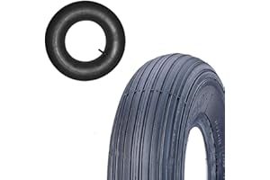 ECOVELO Neumático + cámara de aire 3.50-8 neumático reforzado 4PR goma rayada para rueda carretilla