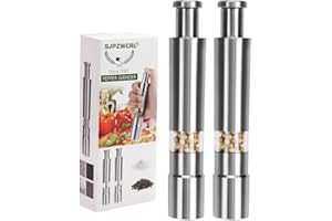 SJPZWCRL Macina pepe, macina pepe in acciaio inossidabile Macina sale durevole Macina sale con una sola mano (confezione da 2)