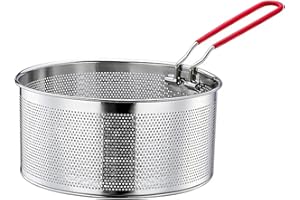 WMLBK Panier à Frites et Pâtes en Acier Inoxydable - Passoire de Cuisine Avec Poignée, Louche, Écumoire - Ustensile Domestique (20 cm)