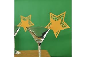 VEKTENXI Lot de 50 marque-places en forme d'étoile pour verre de vin Décoration de Noël Doré