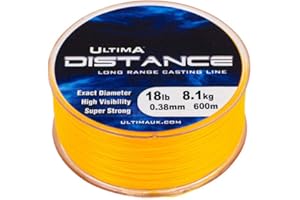 Ultima Distance Spezialist Weitwurfschnür-600m Spule, Feuerorange, 0.38mm-18.0lb/8.2kg