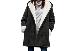 Svanco Manteau Femme Hiver Polaire Chaud Veste Longue Blouson Sweat à Capuche Épais Chic et Elegant Parka Grande Taille Sherpa Coat avec Bouton de Corne Casual Vêtements