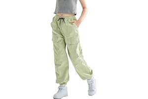 Rolanko Pantalones Hip Hop para Niñas, Pantalones Cargo Elásticos para Niños Jogger para Streetwear y Danza