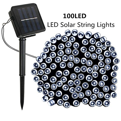 SOLMORE LED Solar Lichterkette Außenlichterkette Solarlichterkette String Licht 17M 100 LED für Outdoor Weihnachten Hochzeit Garten Party Außen Dekoration Weiß